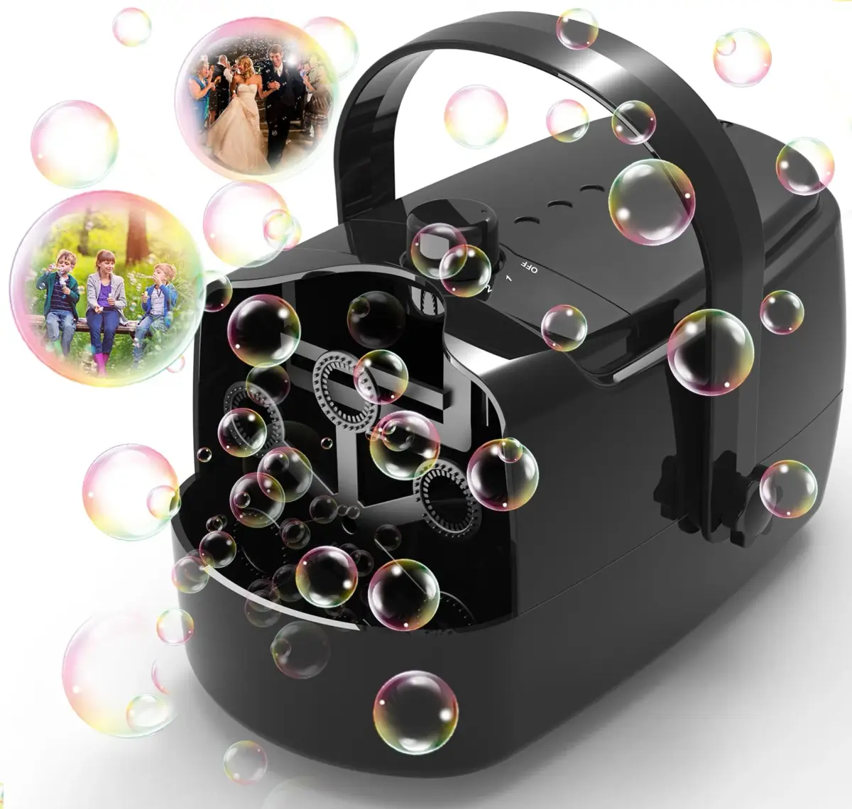 Zerhunt Durable Bubble Machine for Party | 18000+ Bubbles/Min High Output | 320ml Tank, 30 Min Playtime | ASTM Certified - main product image