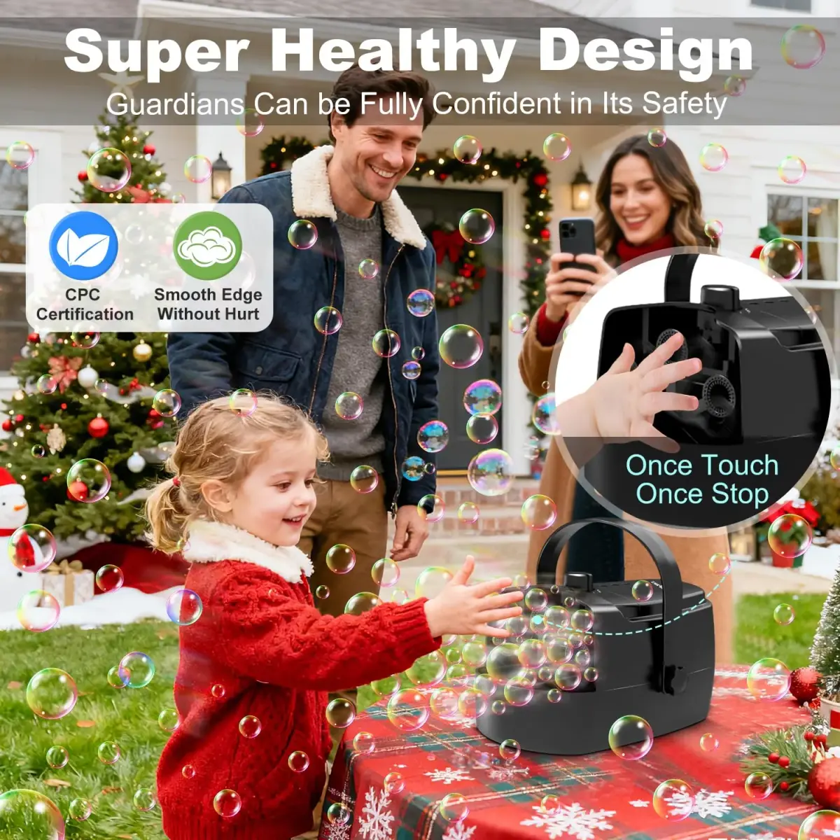 Zerhunt Durable Bubble Machine for Party | 18000+ Bubbles/Min High Output | 320ml Tank, 30 Min Playtime | ASTM Certified - view 3