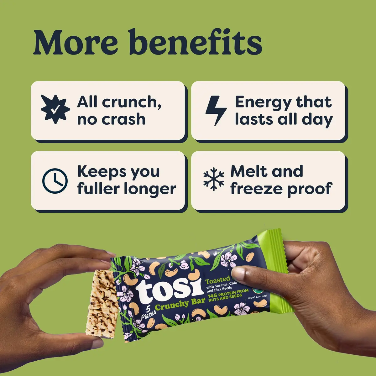 Tosi Plant Based Nut Bars Cashew 12 Pack | Gluten-Free Vegan Snack with Omega 3 (2.4oz each) - view 6
