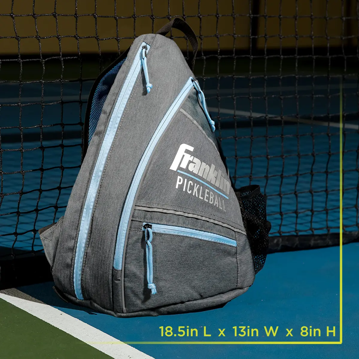 Franklin Sports Pickleball Sling Bag - Holds 6 Paddles, Gray/Blue | Durable Polyester, Adjustable Strap - view 2