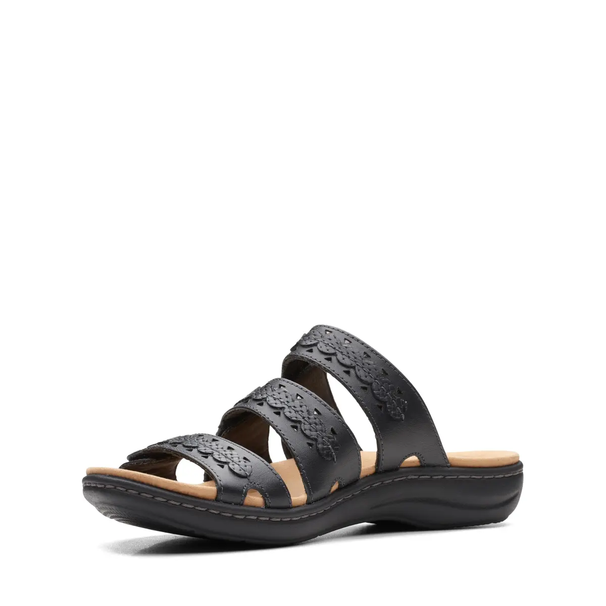 Clarks Women's Laurieann Cove Flat Sandals Black Leather 8.5 Narrow | 24/7 Comfort & Versatility - view 6