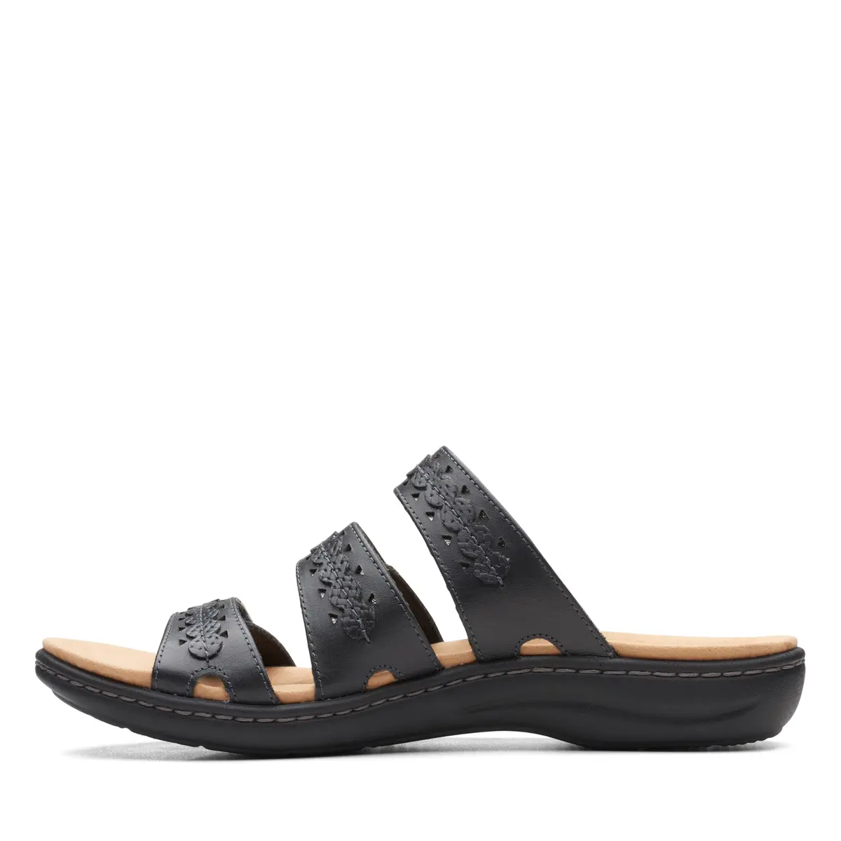 Clarks Women's Laurieann Cove Flat Sandals Black Leather 8.5 Narrow | 24/7 Comfort & Versatility - view 7