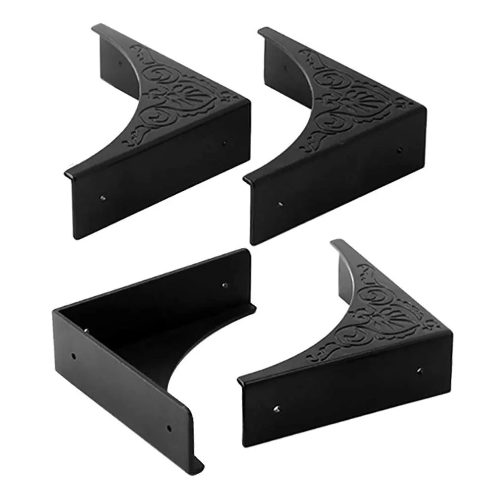 RFORPLY Black Metal Corner Protector 4 Pcs Antique Edge Safety Guard | Covers Damaged Corners - main product image