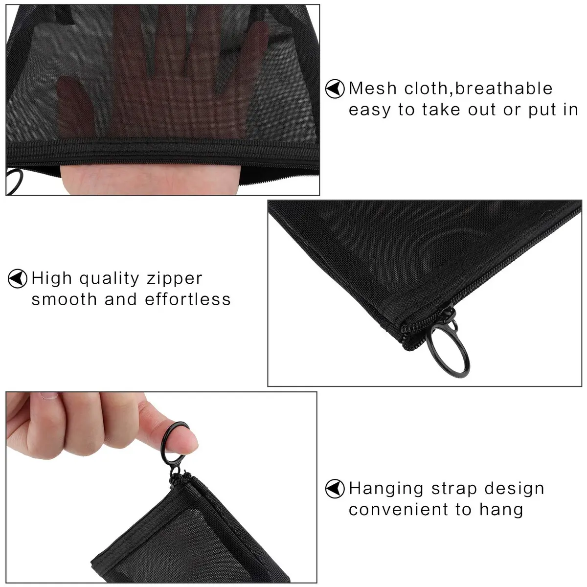 Boao Mesh Zipper Makeup Bags | 3 Sizes, Nylon Mesh, Transparent, Lightweight, Travel Organizer - view 3