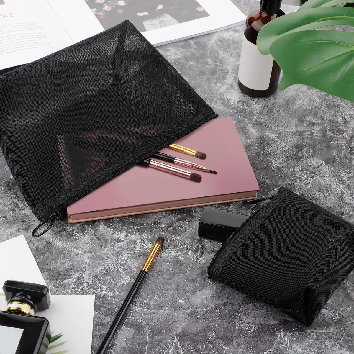 Boao Mesh Zipper Makeup Bags | 3 Sizes, Nylon Mesh, Transparent, Lightweight, Travel Organizer - view 4