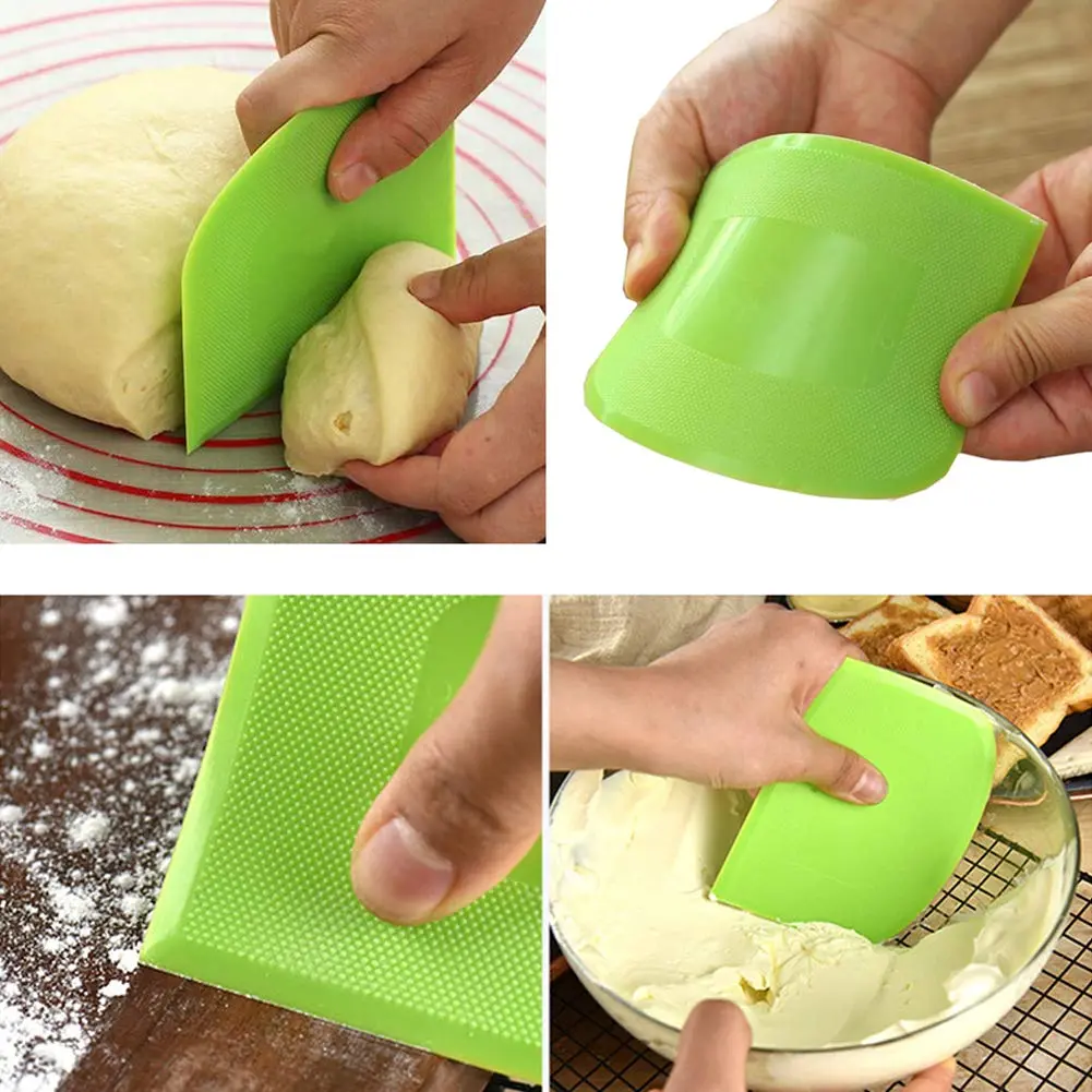 lasenersm Plastic Dough Scraper Set with 2 Flexible Bowl Scrapers, White & Green | 12 x 9.5cm (4.72" x 3.74") - view 7
