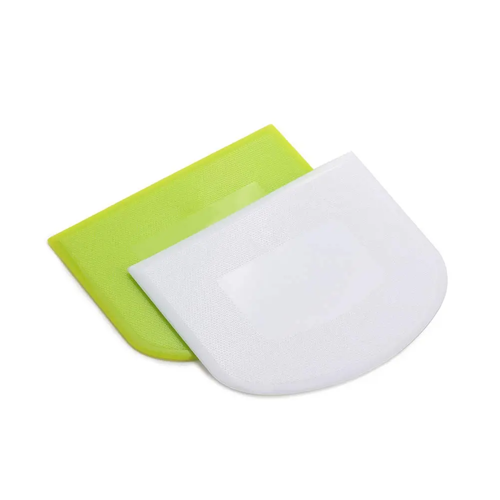 lasenersm Plastic Dough Scraper Set with 2 Flexible Bowl Scrapers, White & Green | 12 x 9.5cm (4.72" x 3.74") - view 2
