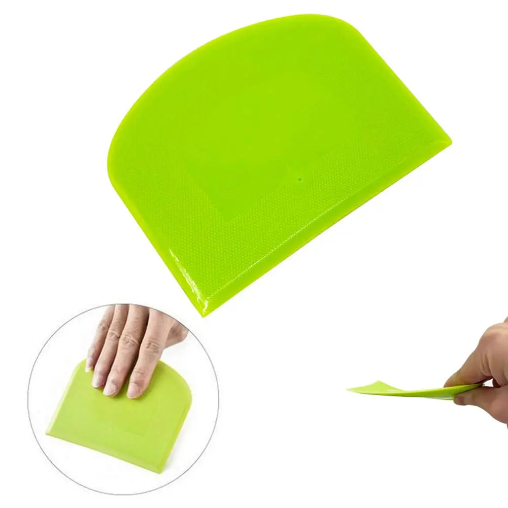 lasenersm Plastic Dough Scraper Set with 2 Flexible Bowl Scrapers, White & Green | 12 x 9.5cm (4.72" x 3.74") - view 4