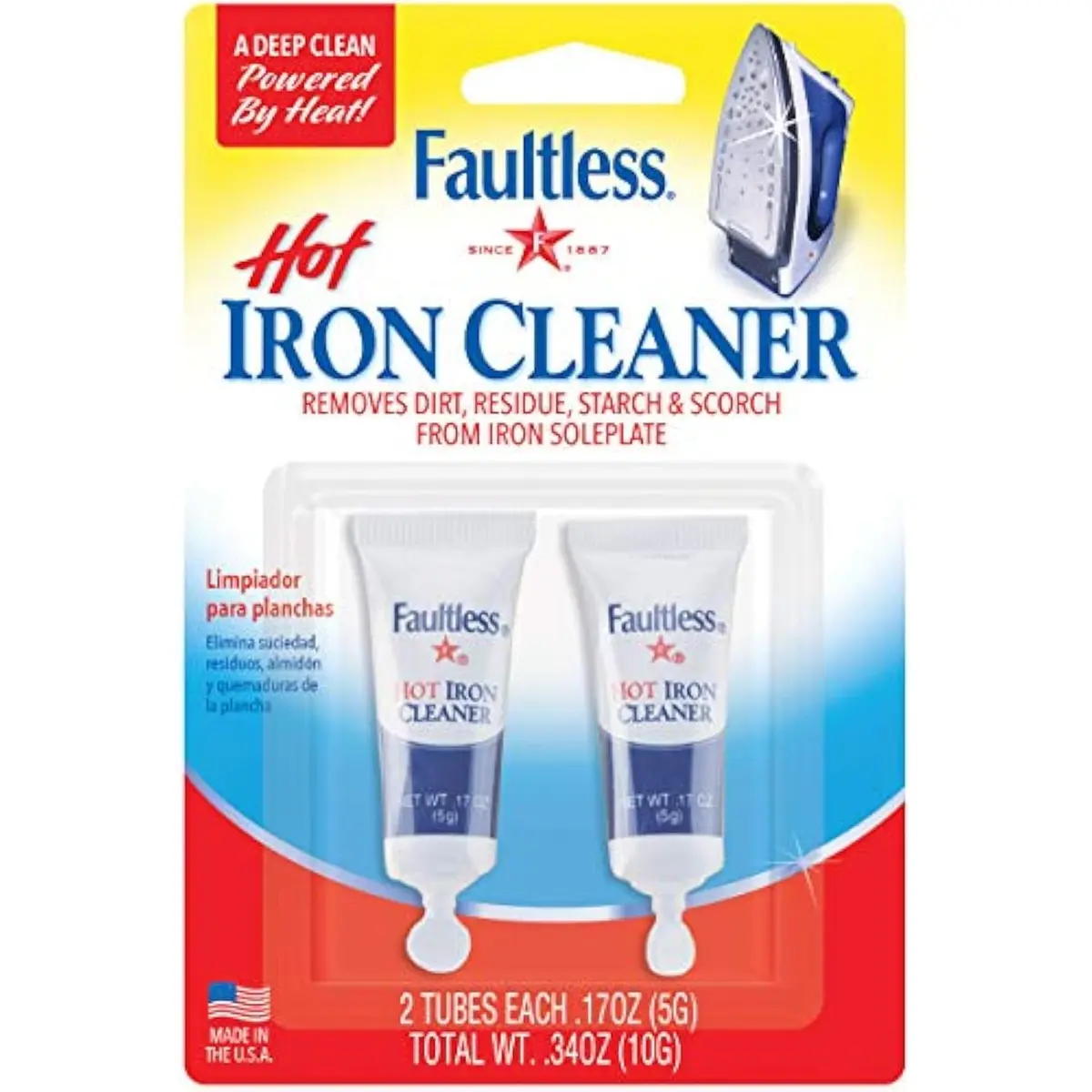 Faultless Hot Iron Cleaner Non-Toxic Steam Iron Cleaner Removes Melted Fabrics & Residues | Easy & Safe (70-120 chars) - main product image
