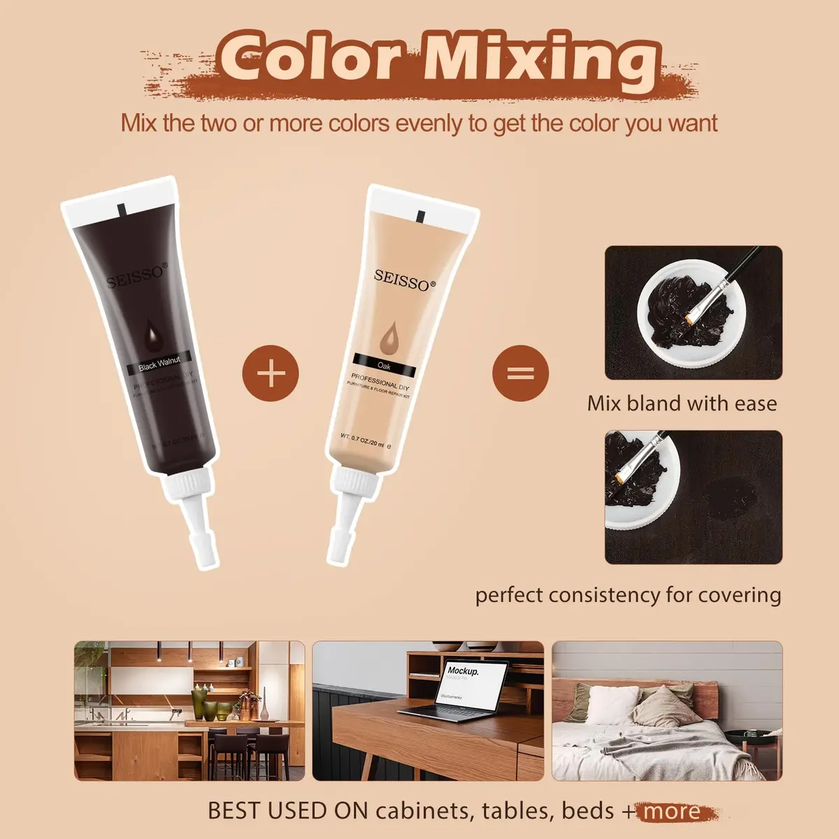 SEISSO Wood Fillers Furniture Repair Kit, 12 Colors, Wood Touch-up Paint, Scratch & Crack Fix, Wooden Floor & Furniture Restoration | 12 Colors, 20g Each - view 6