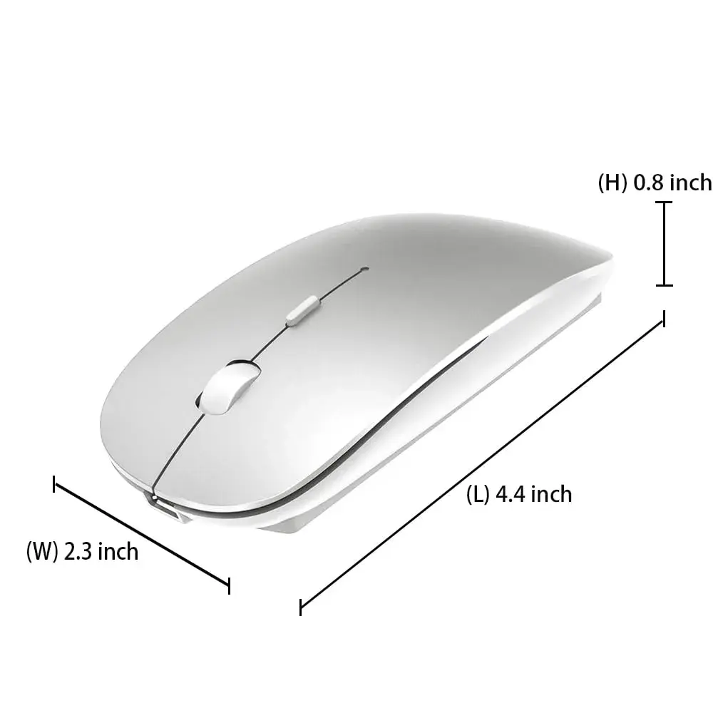 KLO Rechargeable Bluetooth 5.2/3.0/Type-C/USB-2.4G Mouse for MacBook/iPad, Wireless Mouse for Laptop/PC (Silver) - view 6