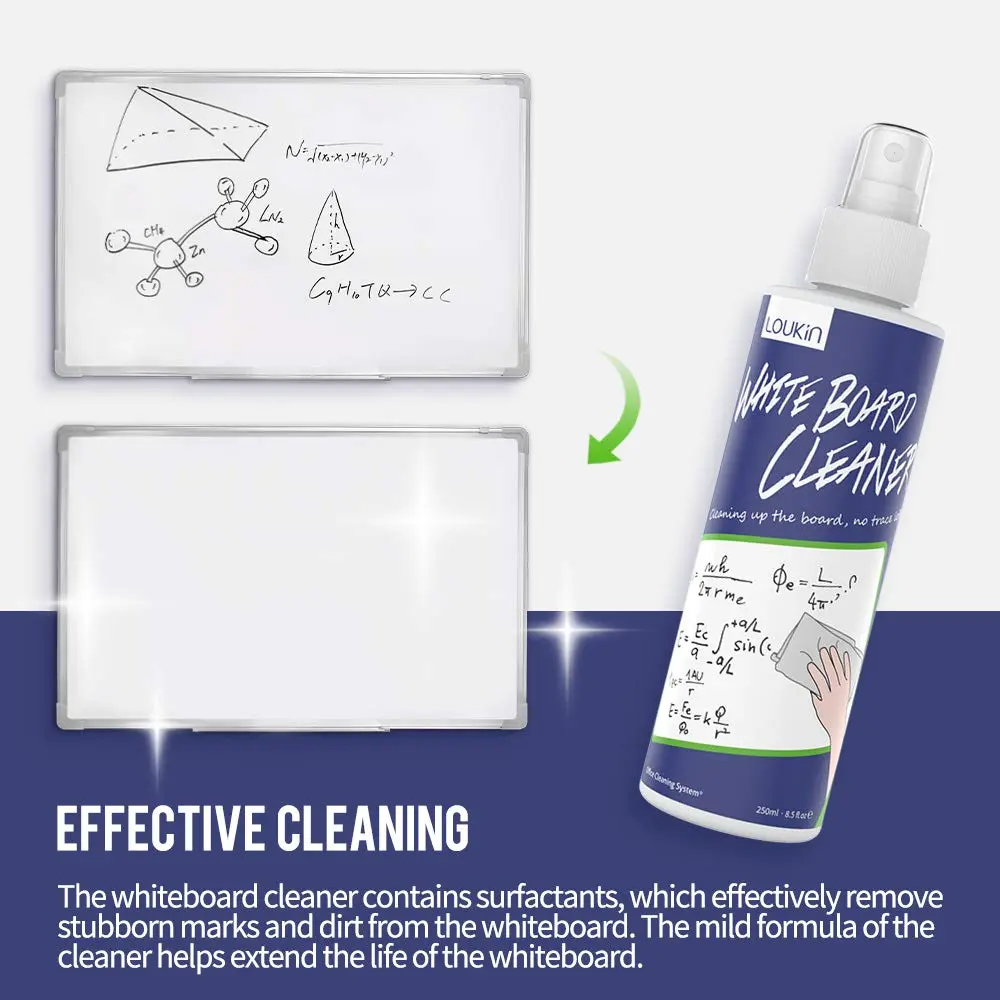 loukin Dry Erase Cleaner Spray 250ml (8.5 fl oz) | AP Certified Non-Toxic Whiteboard Cleaner with Microfiber Cloth - view 3