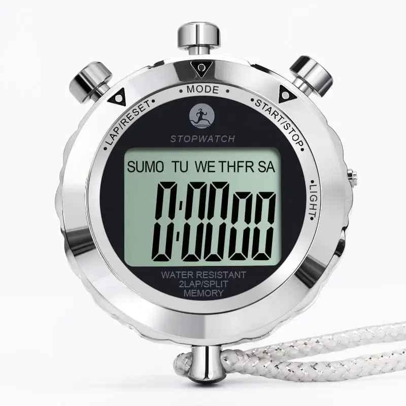 Rolilink Metal Stopwatch with Backlight & Alarm | 2 Lap Memory, 1/100 Sec Accuracy, 7.3cm (2.87in) - view 4