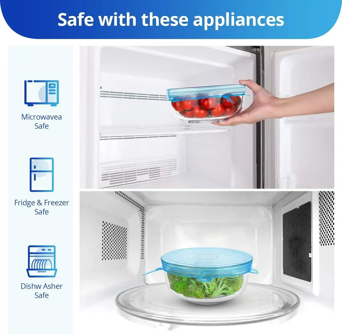 DAILY KISN Silicone Stretch Lids 6PCS | Reusable Food Covers for Bowls & Containers - view 5