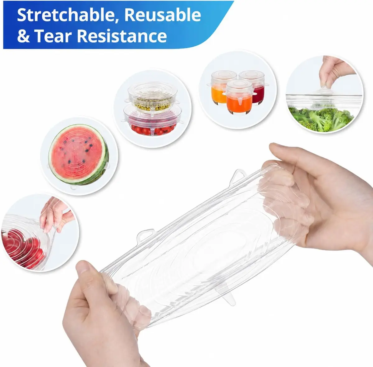 DAILY KISN Silicone Stretch Lids 6PCS | Reusable Food Covers for Bowls & Containers - view 3