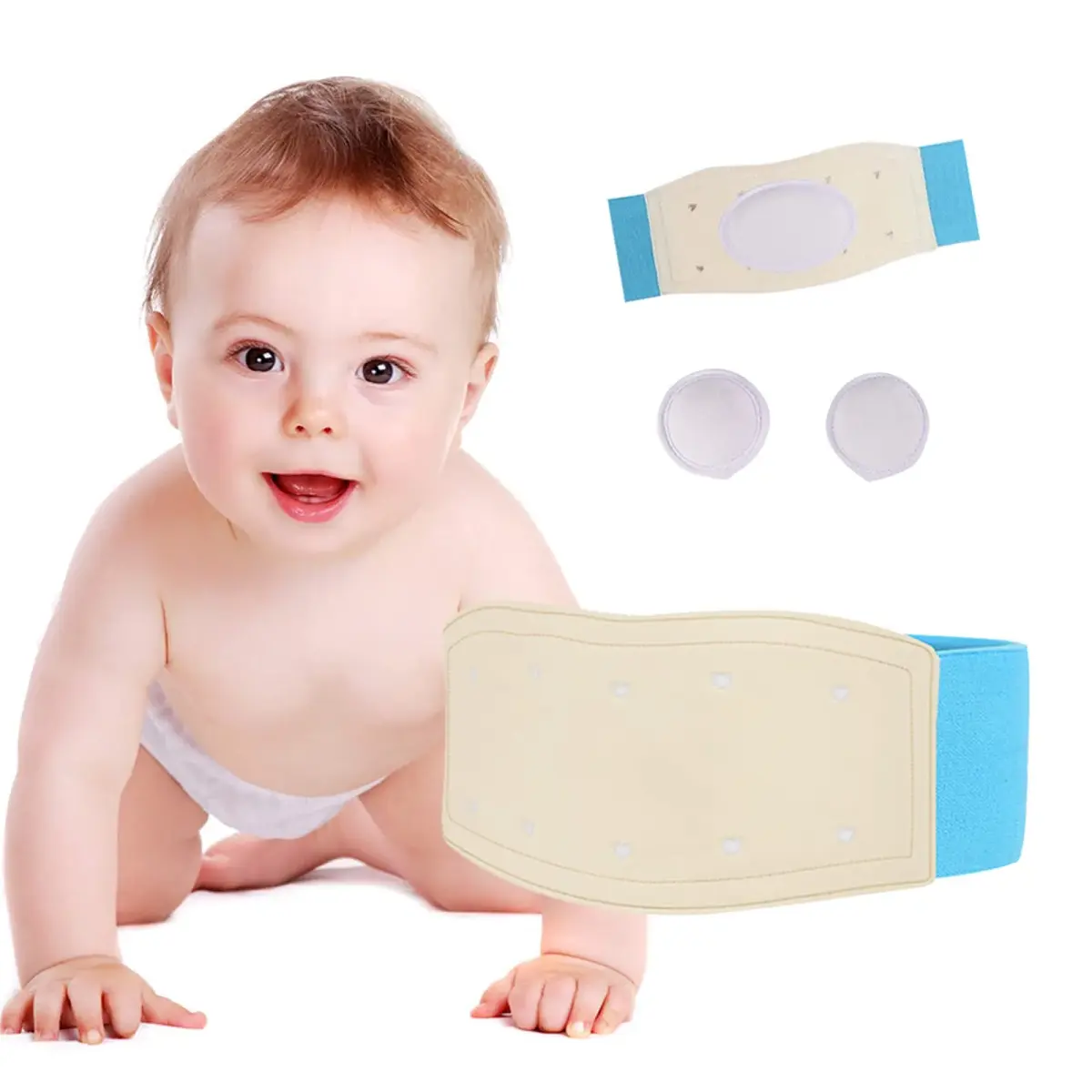 Paskyee Baby Umbilical Hernia Belt Blue | Adjustable Infant Belly Wrap for Newborns - main product image