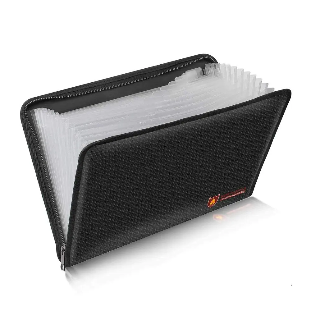 HSP-HSWITI Fireproof Document Bag Fire & Water Resistant File Folder 12 Pockets Clear | Waterproof Safe for Valuables - main product image