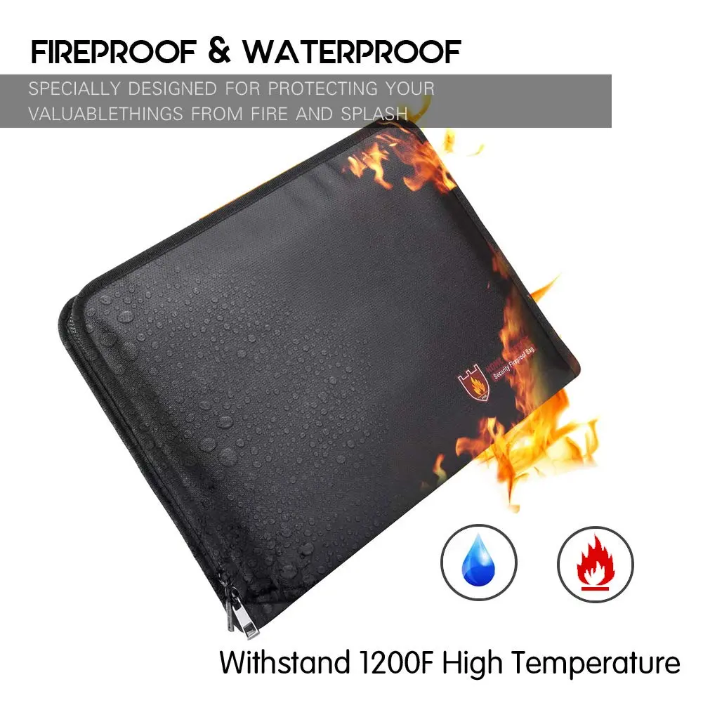 HSP-HSWITI Fireproof Document Bag Fire & Water Resistant File Folder 12 Pockets Clear | Waterproof Safe for Valuables - view 2