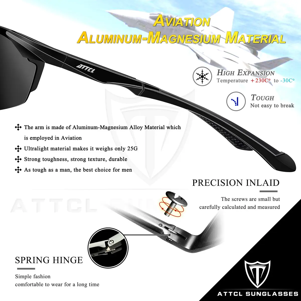 ATTCL Polarized UV Protection Sports Sunglasses for Men Aluminum-Mg Frame | Lightweight & Unbreakable - view 4