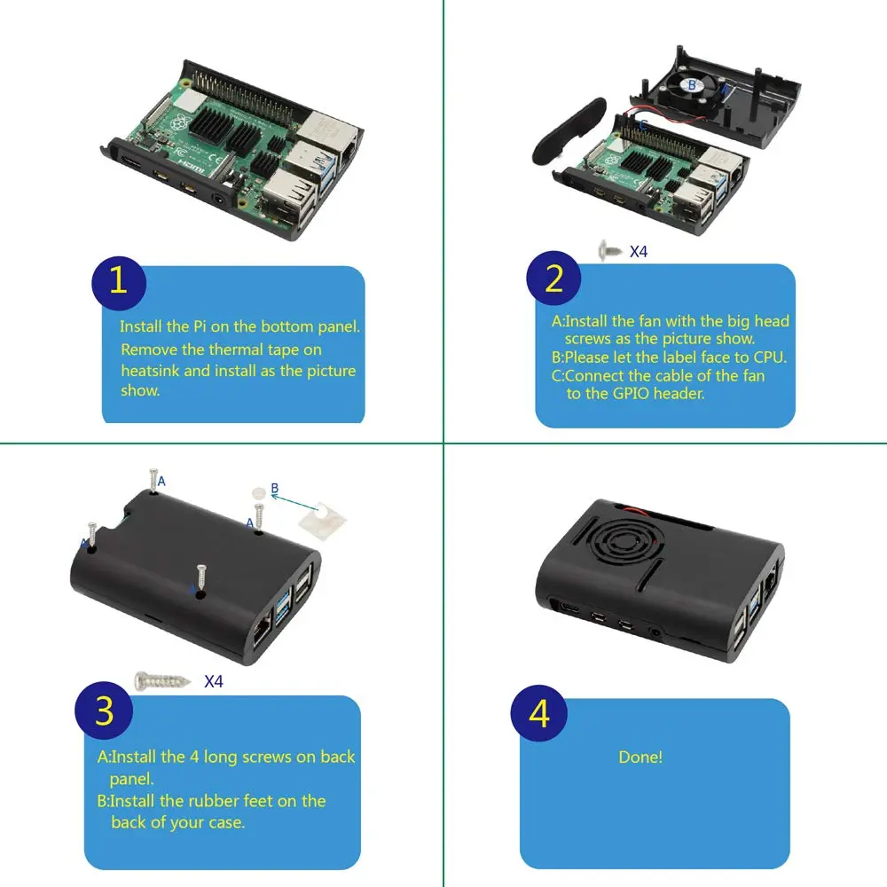 MazerPi Raspberry Pi 4 Case with Cooling Fan & Heatsink | ABS Protective Enclosure for Pi 4B - view 2