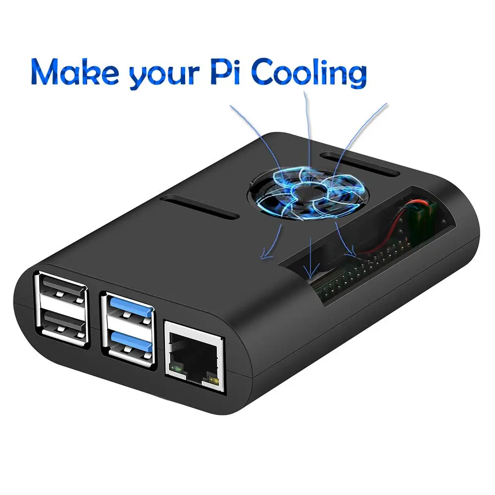 MazerPi Raspberry Pi 4 Case with Cooling Fan & Heatsink | ABS Protective Enclosure for Pi 4B - view 3