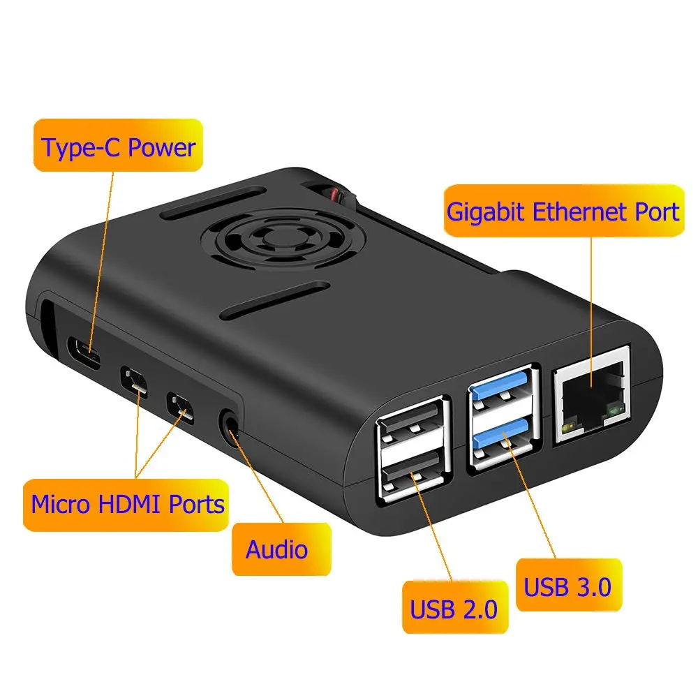 MazerPi Raspberry Pi 4 Case with Cooling Fan & Heatsink | ABS Protective Enclosure for Pi 4B - view 4