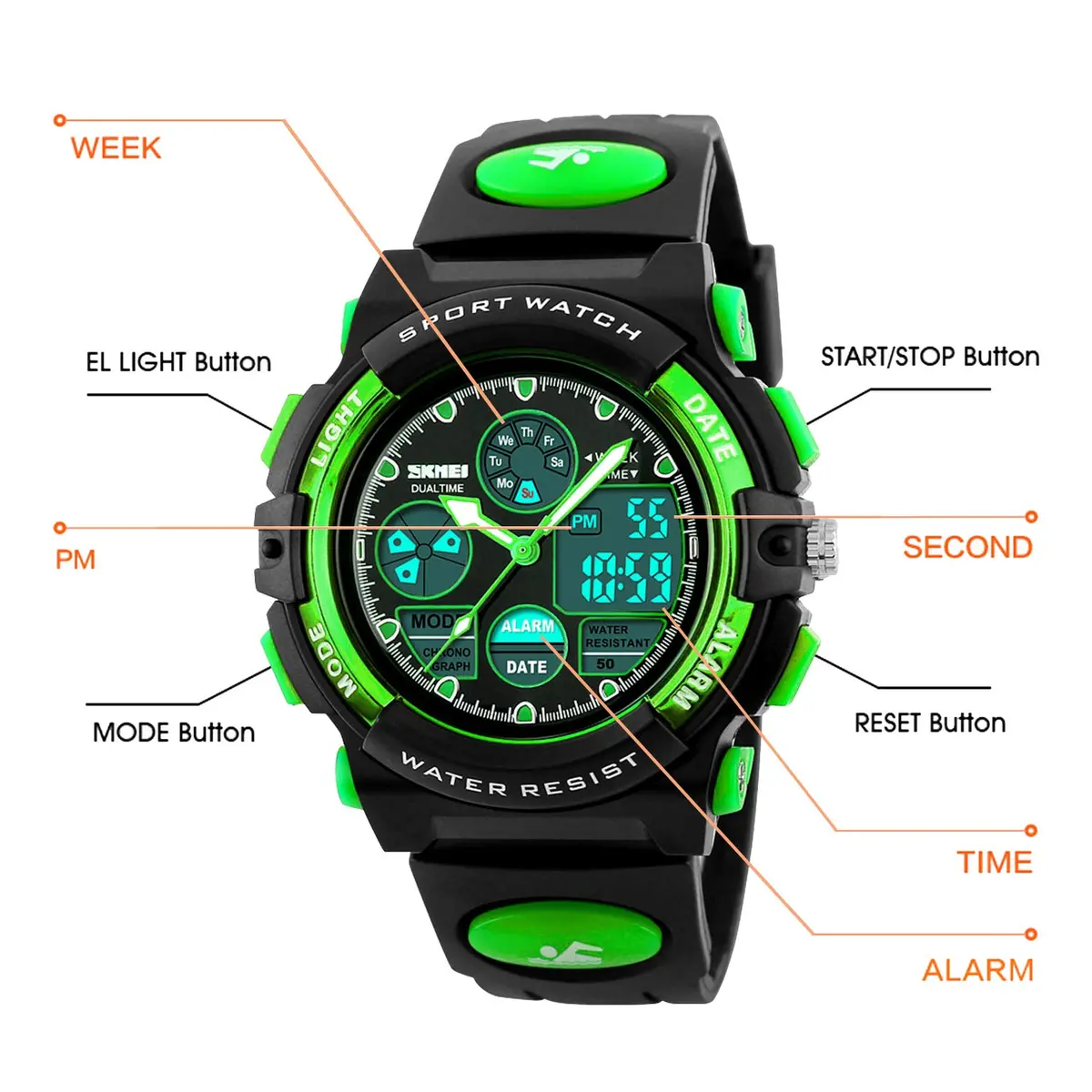 Dayllon Boys Watch,Digital Sport Waterproof 44mm | Multi-Function Analog & Digital for Kids 5-15 - view 3