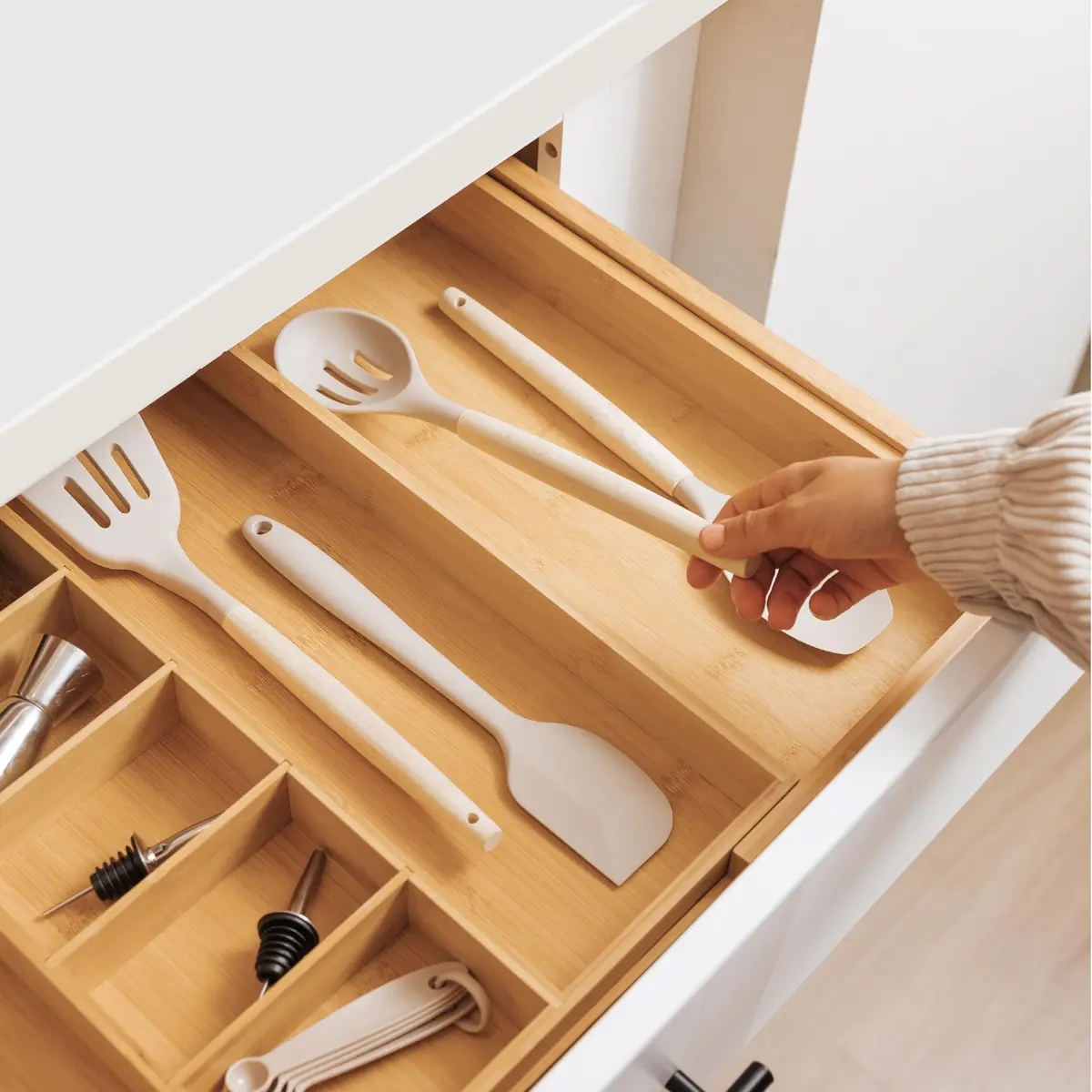 KitchenEdge Bamboo Utensil & Junk Drawer Organizer 19-33 in | Customizable, Expandable & Durable - view 6