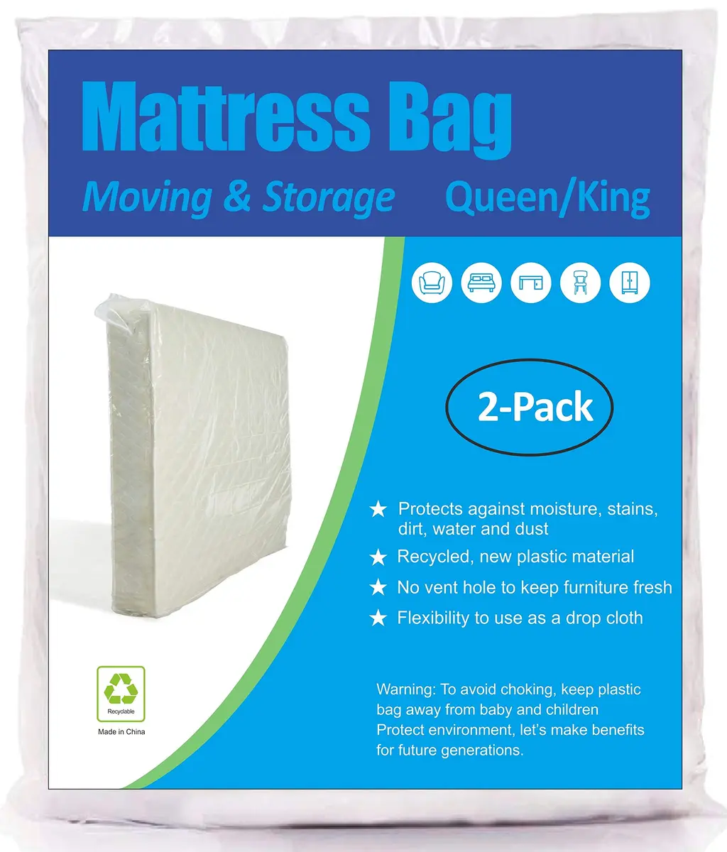 ComfortHome Queen/King Mattress Moving & Storage Bag 2-Pack | 1.5 Mil Thick Polyethylene, Fits Up to 14" Deep - main product image