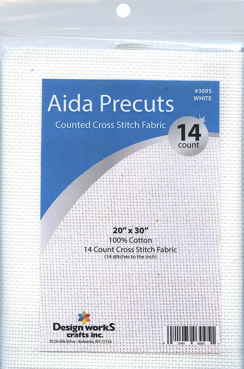 Design Works Crafts 14 Count Aida Fabric 20" x 30" (50.8cm x 76.2cm) | Pre-Cut White Cotton for Cross Stitch - main product image