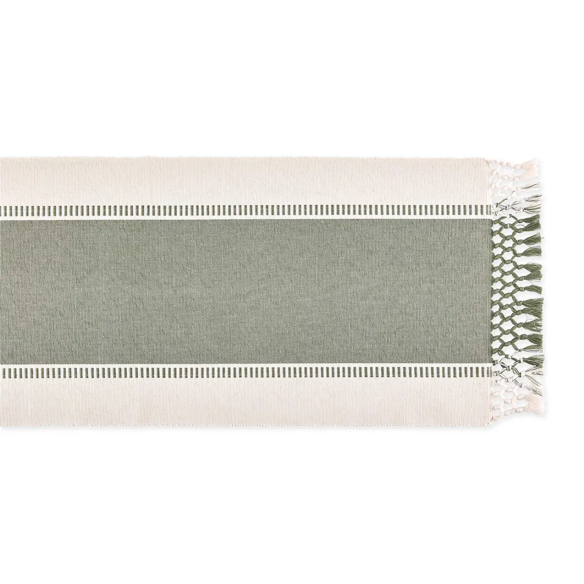 DII Dobby Stripe Table Runner 13x108 Artichoke & Cream | Elegant Cotton Design for Large Tables - view 2