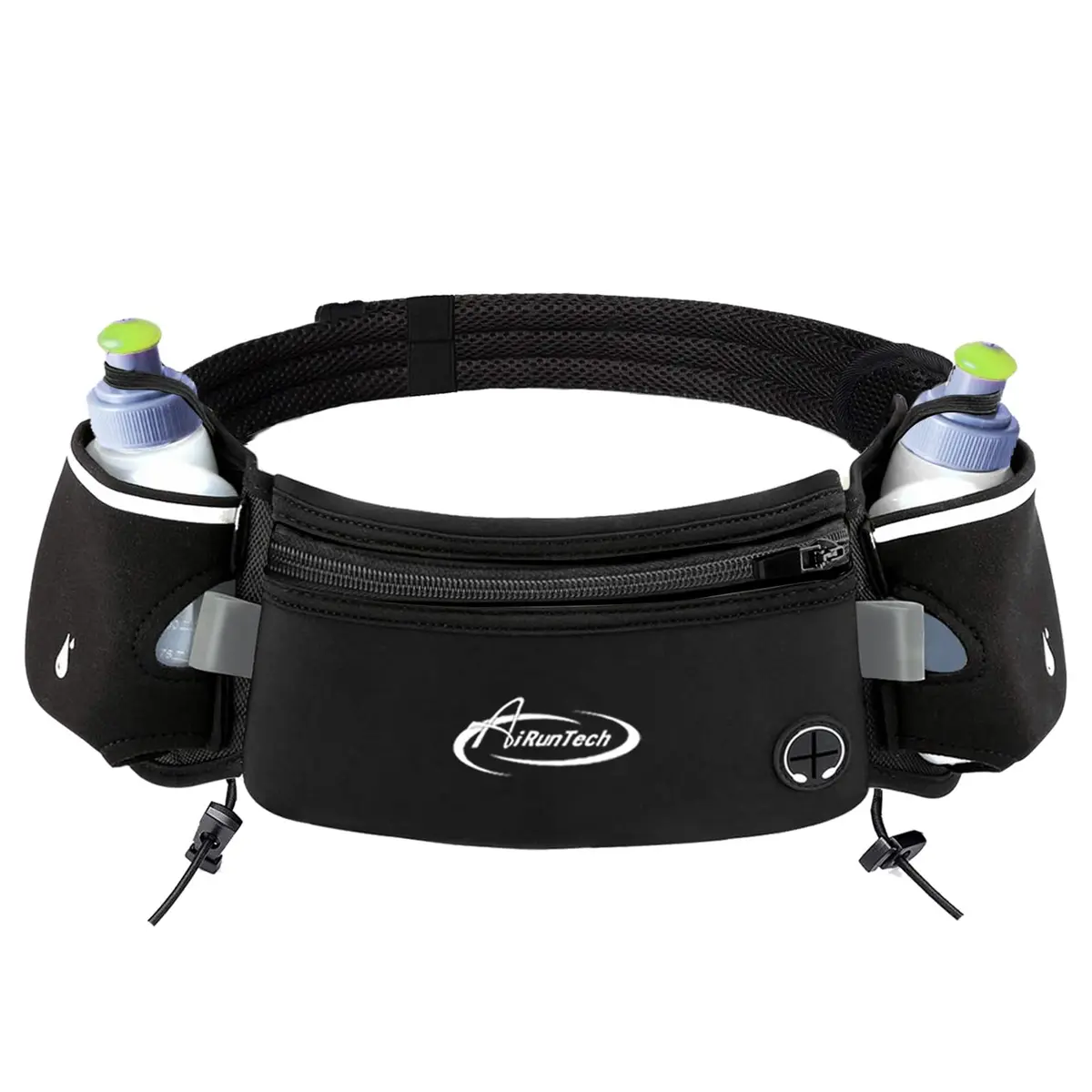AiRunTech Running Belt with 2x 6oz Bottles & Phone Pocket | Unisex, Adjustable, No Bounce Hydration Pack - main product image