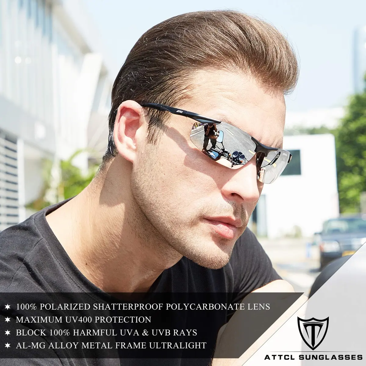 ATTCL Polarized Sports Sunglasses for Men | 64mm Lens Width - view 2