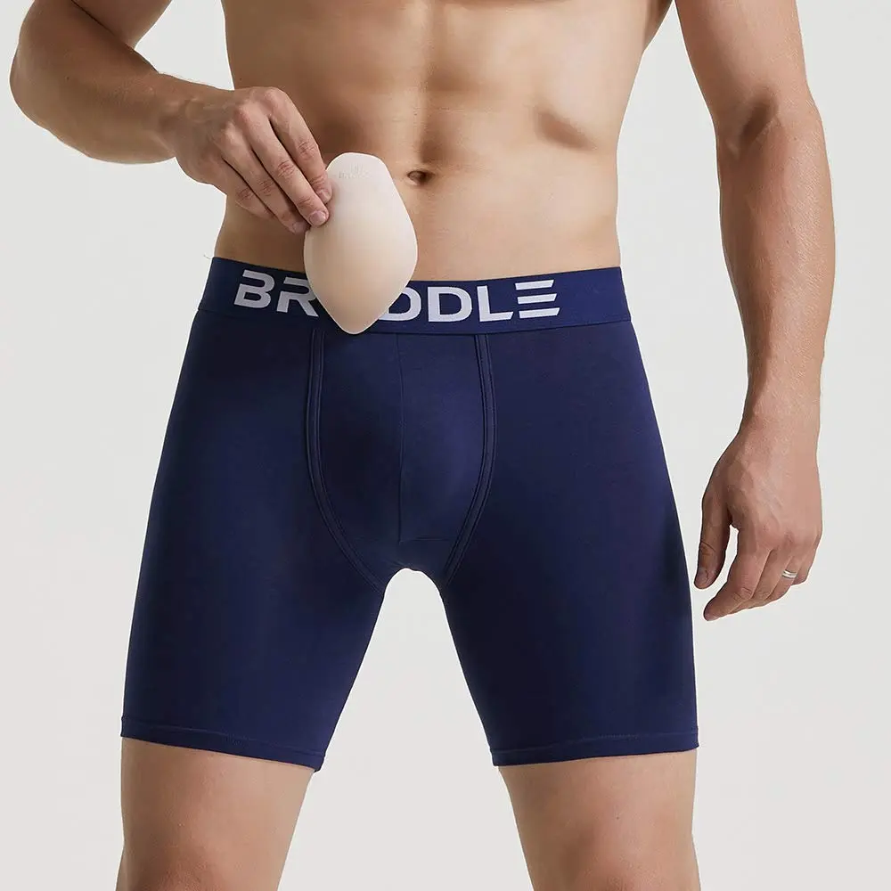 BRODDLE Men's Padded Boxer Briefs with Butt Enhancer — Navy Blue Large | Enhances Shape & Comfort - view 4