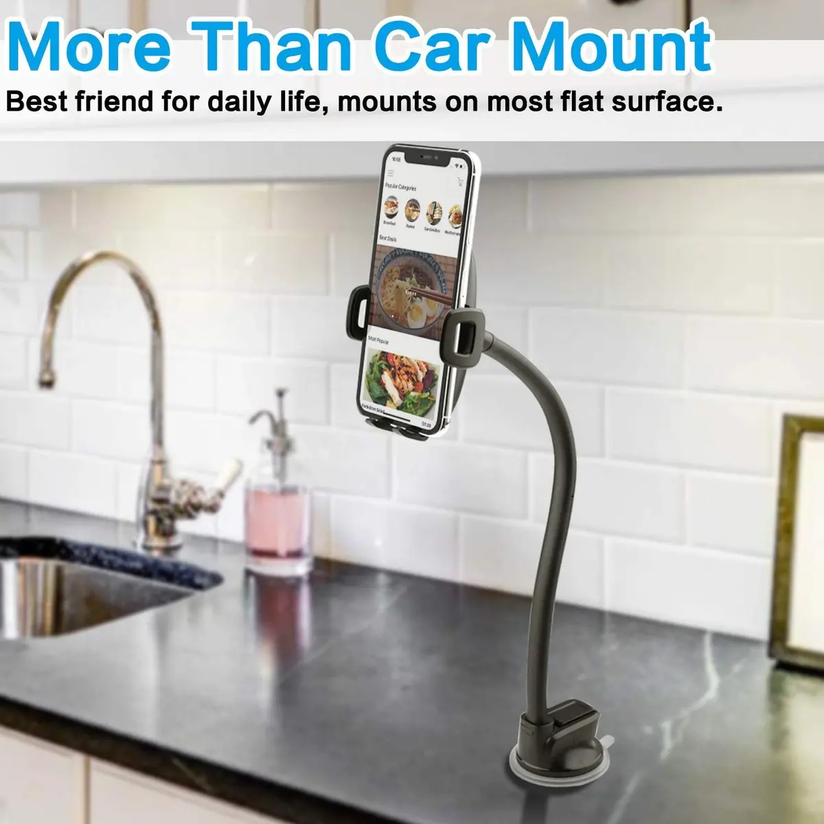 1Zero Car/Truck Phone Mount with 14-Inch Aluminum Gooseneck Long Arm | 360° Rotation & Strong Suction - view 9