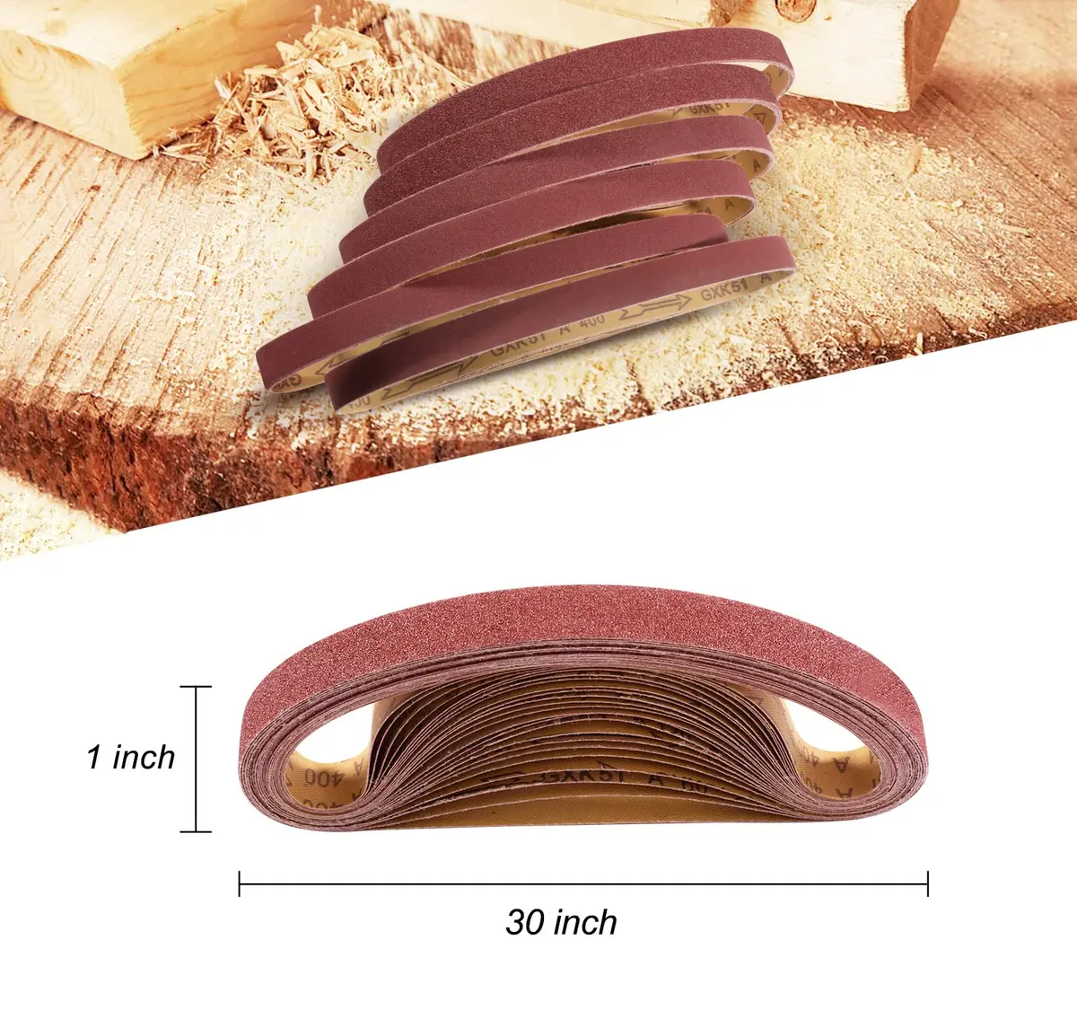 S SATC 1x30 Inch Sanding Belts 24-Pack (60-400 Grits) Aluminum Oxide | Heavy Duty Stripping & Sanding - view 2