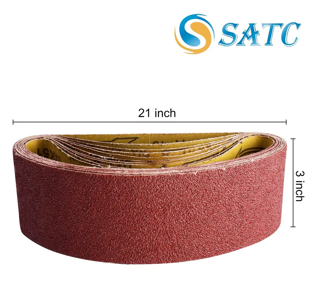 S SATC Sanding Belts 3x21 Inch Aluminum Oxide 20 PCS Assorted Grits | For Belt Sanders - view 5