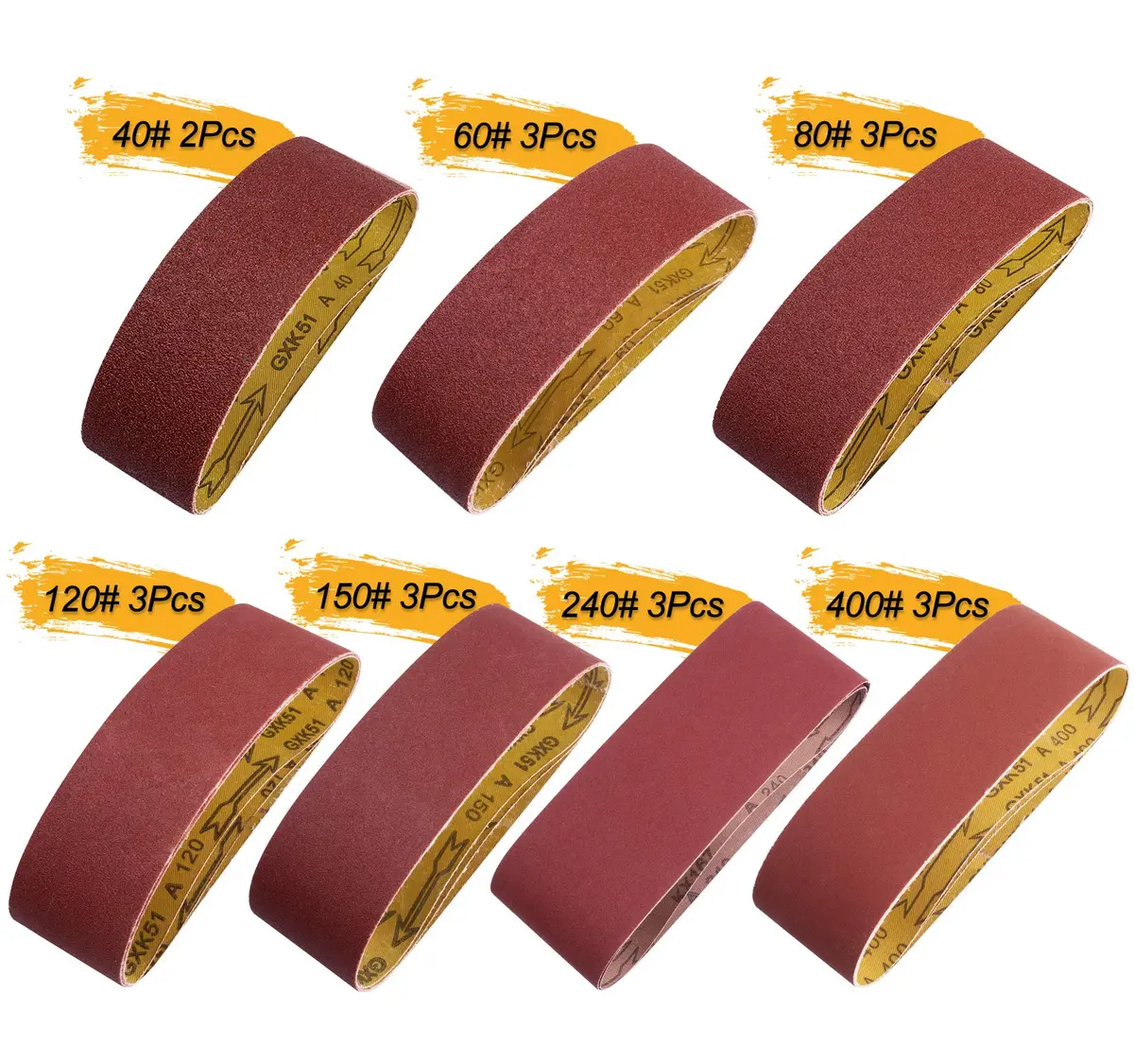 S SATC Sanding Belts 3x21 Inch Aluminum Oxide 20 PCS Assorted Grits | For Belt Sanders - view 2