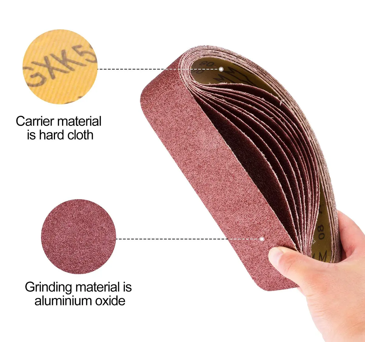 S SATC Sanding Belts 3x21 Inch Aluminum Oxide 20 PCS Assorted Grits | For Belt Sanders - view 4