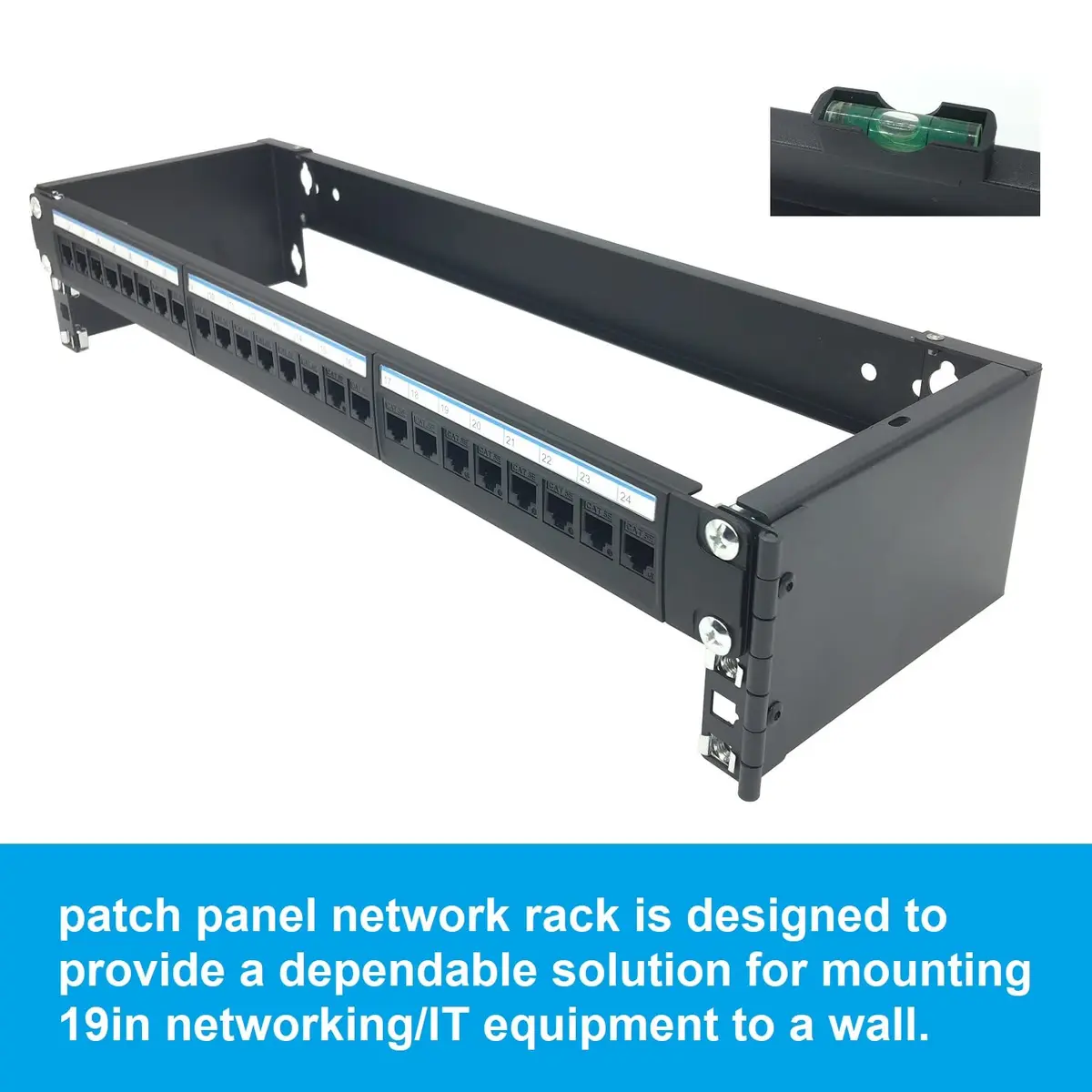 JINGCHENGMEI 2U 19-inch Hinged Wall Mount Patch Panel Bracket- 6-inch Deep | Easy Access & Maintenance (70-120 chars) - view 2