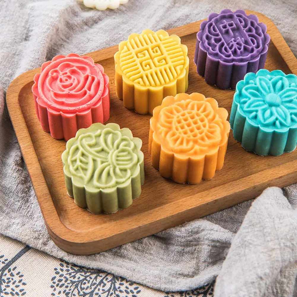 WeTop 6 PCS Round Moon Cake Mold Set 50g (1.8oz) | DIY Mid Autumn Festival Cookie Stamps - view 5