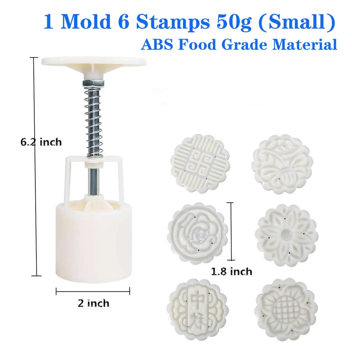WeTop 6 PCS Round Moon Cake Mold Set 50g (1.8oz) | DIY Mid Autumn Festival Cookie Stamps - view 2
