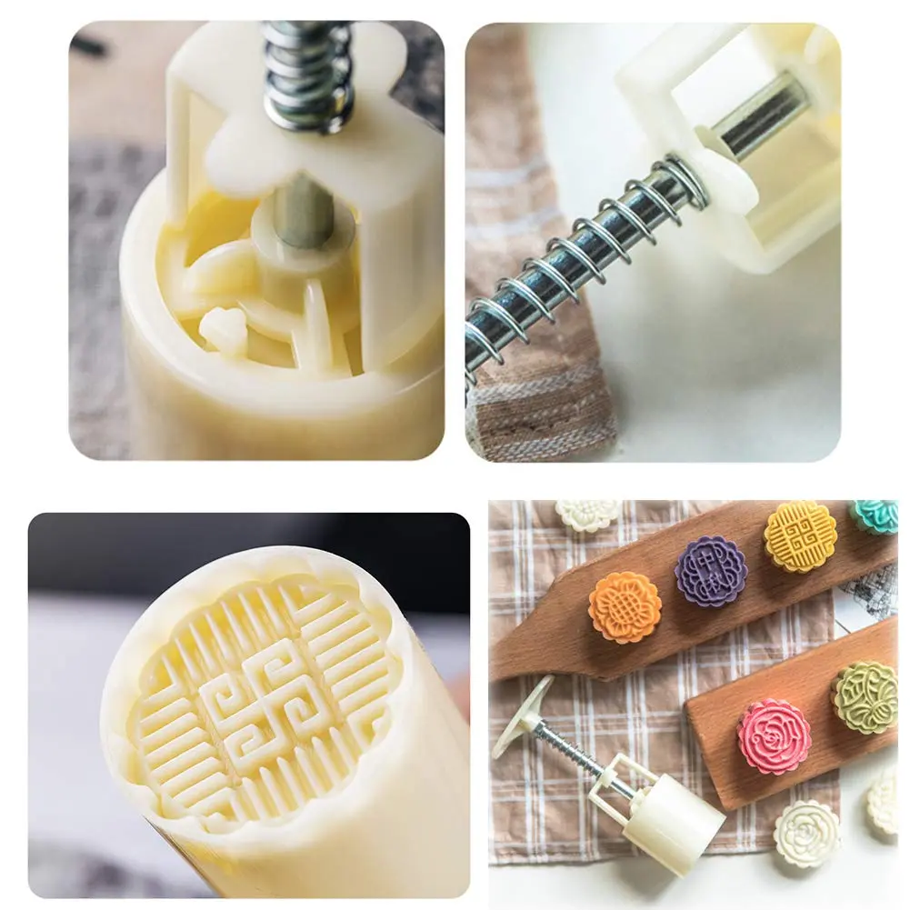 WeTop 6 PCS Round Moon Cake Mold Set 50g (1.8oz) | DIY Mid Autumn Festival Cookie Stamps - view 4