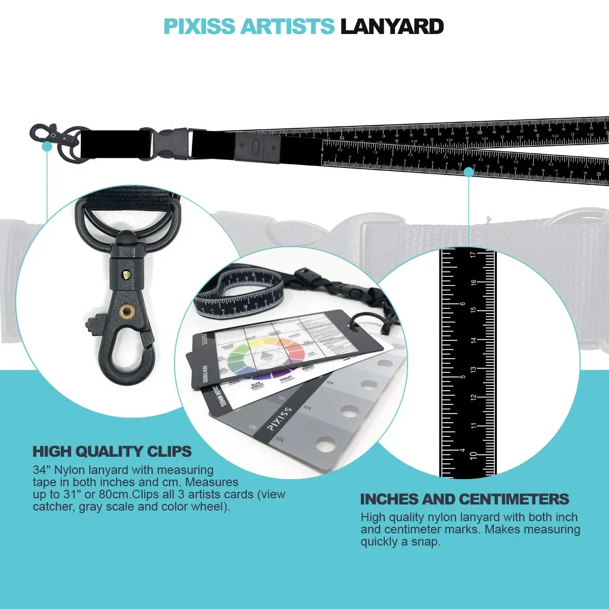 Pixiss Art Craft Kit | Artist Tools on Lanyard, Greyscale, Color Wheel, View Catcher (5x3") - view 2