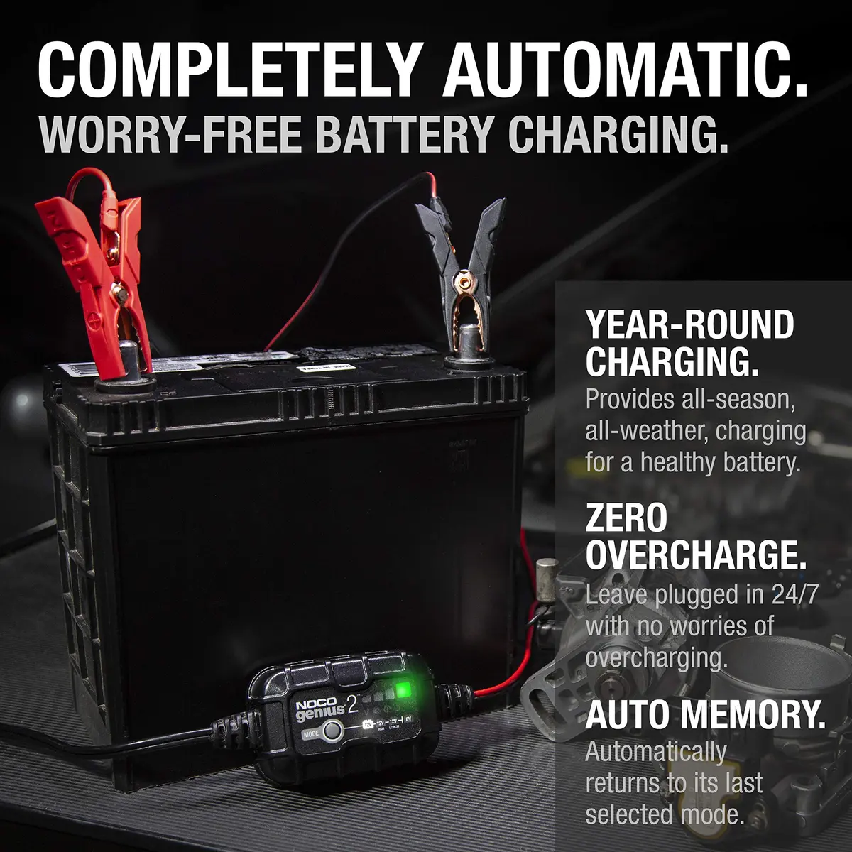 NOCO GENIUS2 2A 6/12V Smart Battery Charger, Trickle Charger & Maintainer | Compact, Power & Versatility - view 7