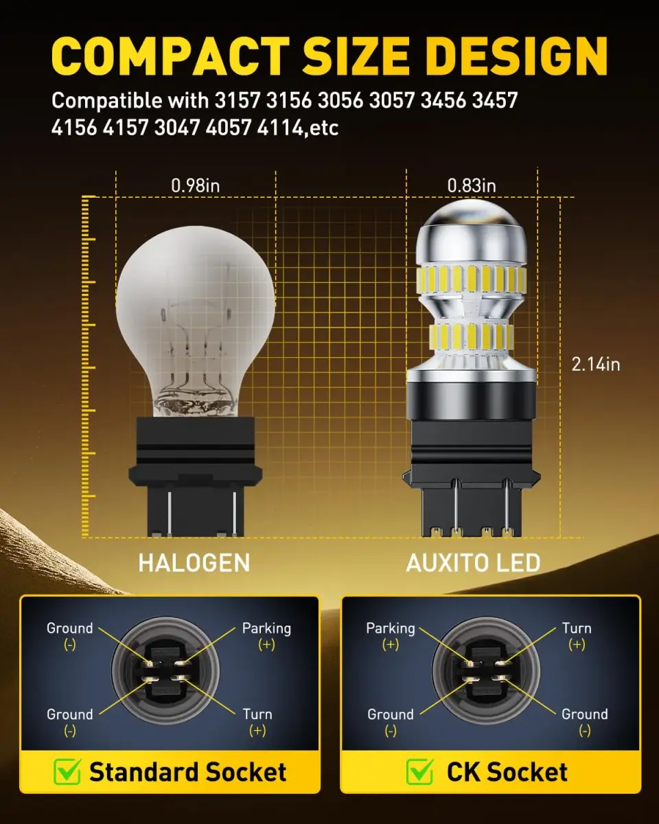AUXITO 3157 LED White Bulbs (2-Pack) | 6000K Bright Backup Reverse Lights - view 6