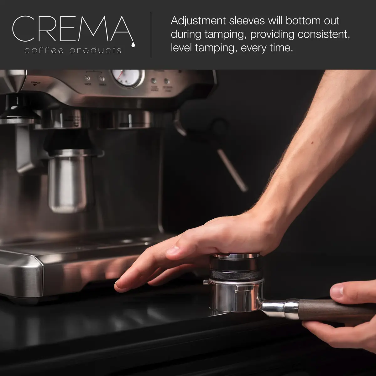 CREMA 53.3mm Coffee Distributor & Tamper | Adjustable Depth Tool | 53.3mm (2.1 inch) | Black - view 4