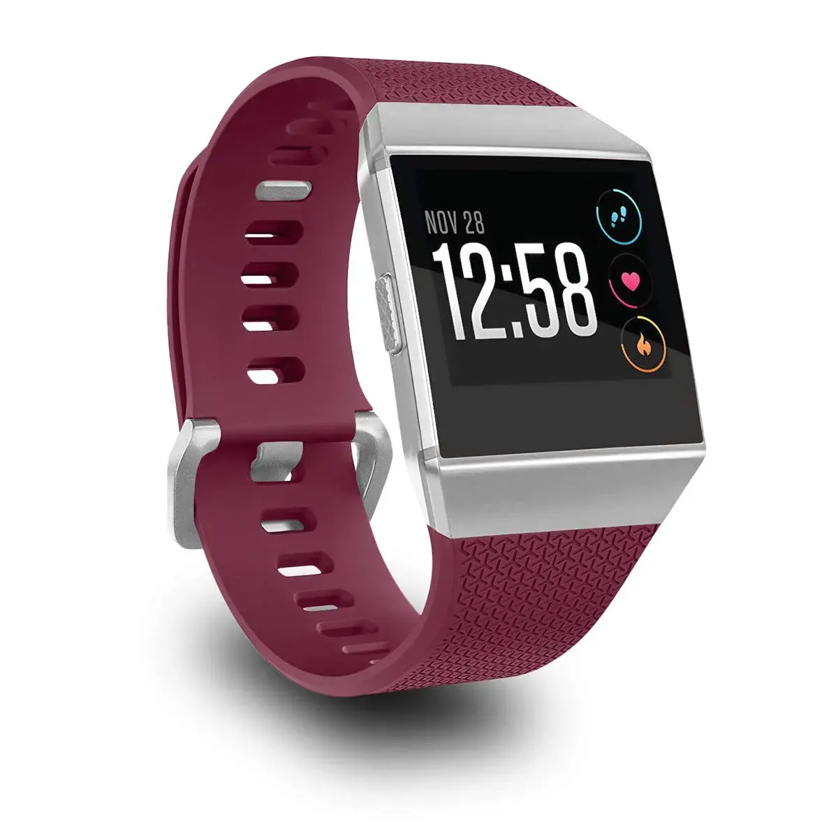 AIUNIT Replacement Band for Fitbit Ionic, Large Fuchsia TPU with Silver Buckle | Compatible with Fitbit Ionic Smart Watch - main product image