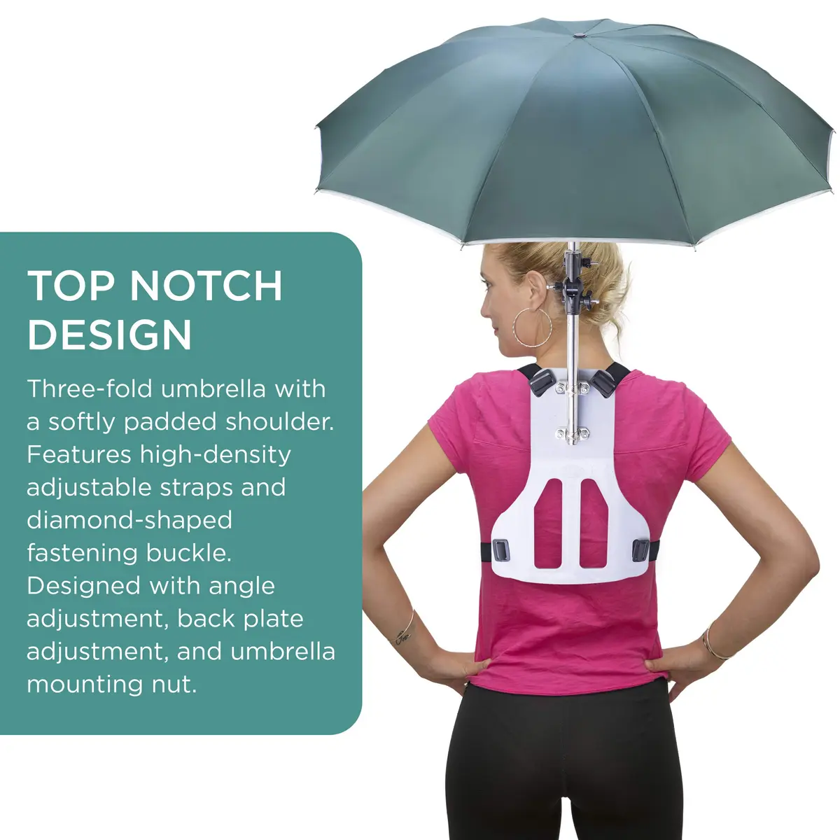 Primo Supply Wearable Hands-Free Umbrella 41 in (105 cm) | UV Sun & Rain Blocker for Outdoors - view 5
