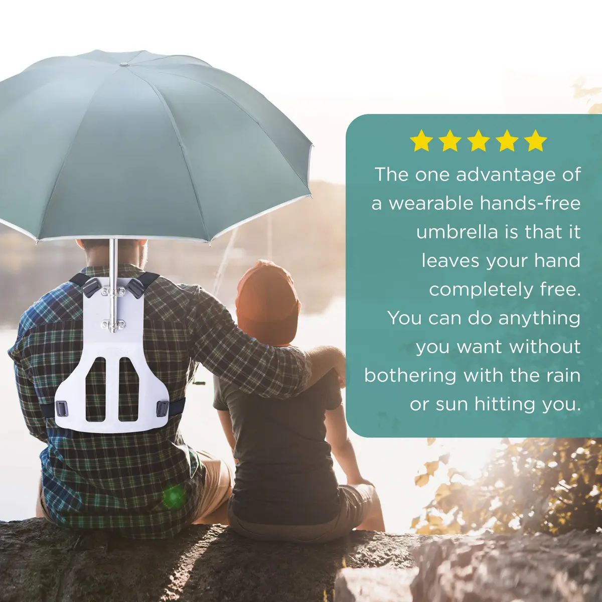Primo Supply Wearable Hands-Free Umbrella 41 in (105 cm) | UV Sun & Rain Blocker for Outdoors - view 6